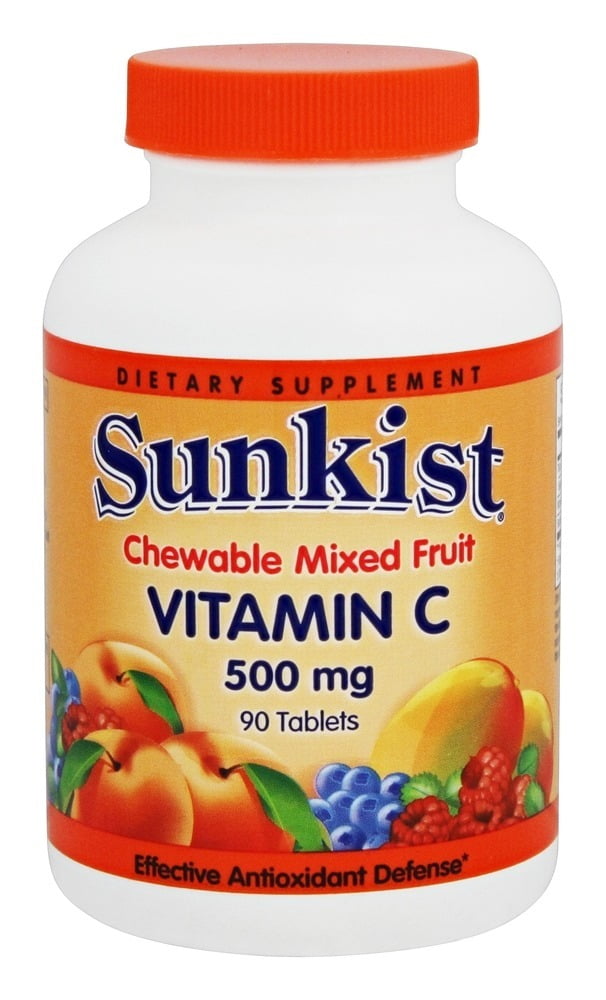 Sunkist Vitamin C 500 mg Tablets Chewable Mixed Fruit 90 Tablets