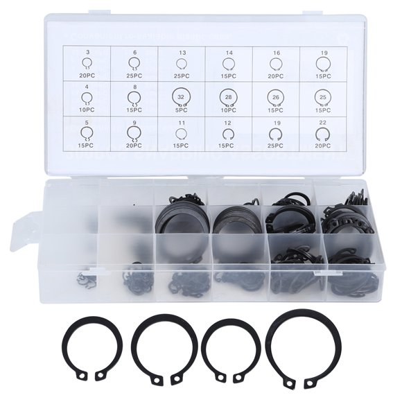 E Clip Circlip External Snap Rings Kit E Clip Snap Circlip Kit High Carbon Steel Circlip Kit for Lawnmowers Electrical Appliances 300Pcs