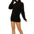 thumbnail image 2 of A2Y Women's French Terry Long Sleeve Side Shirring Hoodie Dress Black S, 2 of 3