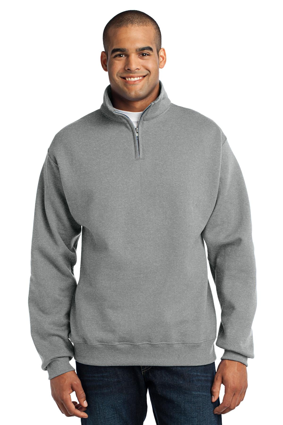 Jerzees Men's Quarter-Zip Cadet Collar Pullover Sweatshirt - Walmart.com