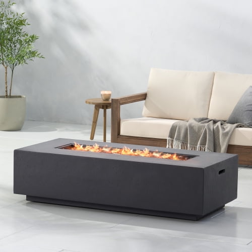 taoruifang 50000 BTU Rectangular MGO Propane Gas Fire Pit Table for Outdoor Patio Heating, Dark Grey