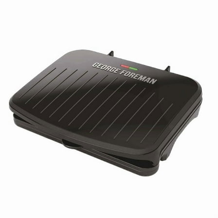 George Foreman Family-Size Grill & Panini Press, Nonstick Ceramic Coating, Fat-Removing Slope, Adjustable Angle, Indoor/Outdoor Use