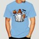 thumbnail image 3 of Camisetas de verano para hombre, ropa con estampado gráfico de fantasma, café, calabaza, Halloween, deportes informales, cuello redondo, camiseta de manga corta, Top, 3 of 5
