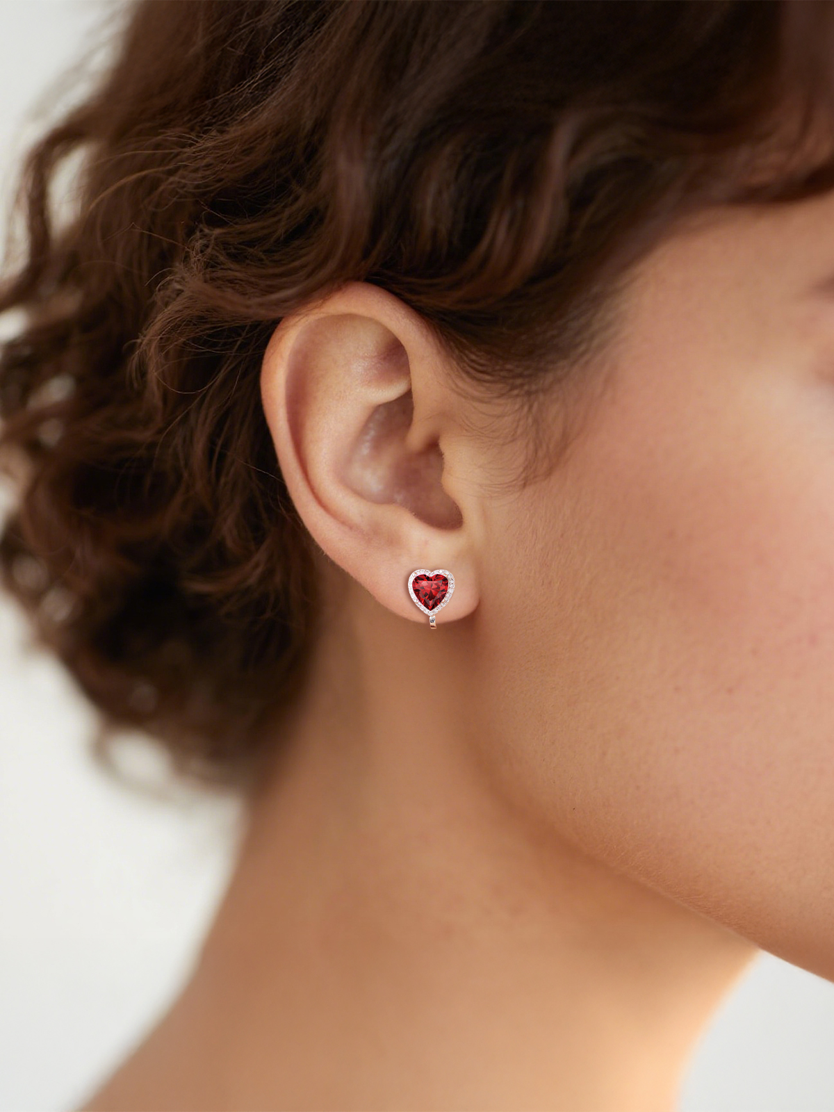 Silvora Clip on Earrings for Women January Red Garnet Heart Birthstone Non Pierced Earring for Daughter Wife Dainty Birthday Christmas Valentines Jewelry Gift