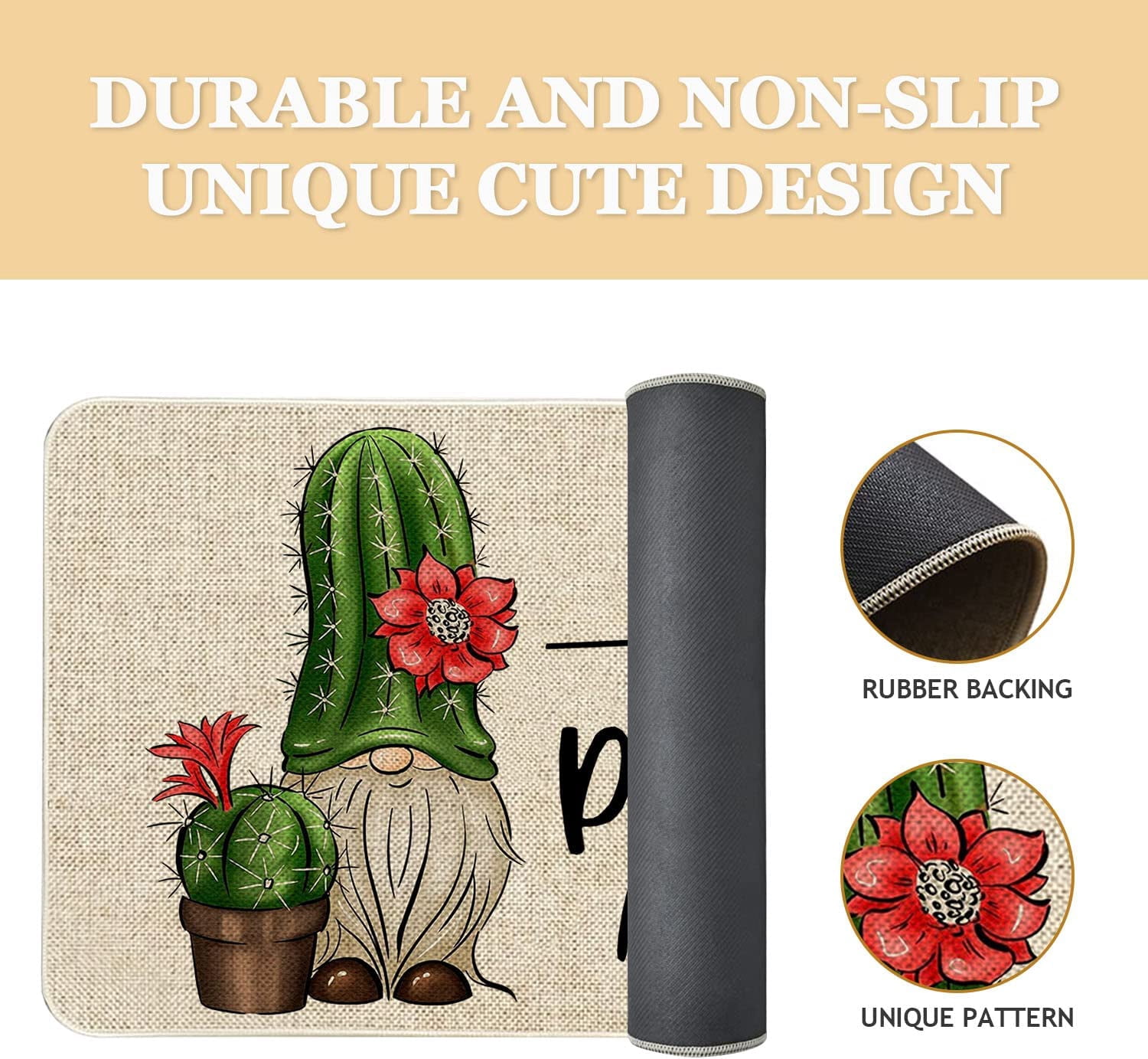 Spring Summer Door Mat 30 X 17 Inch No Picks Allowed Cactus Gnome Doormat Indoor Outdoor Entrance Funny Floor Mat Non Slip Summer Decor Rubber Welcome Mats