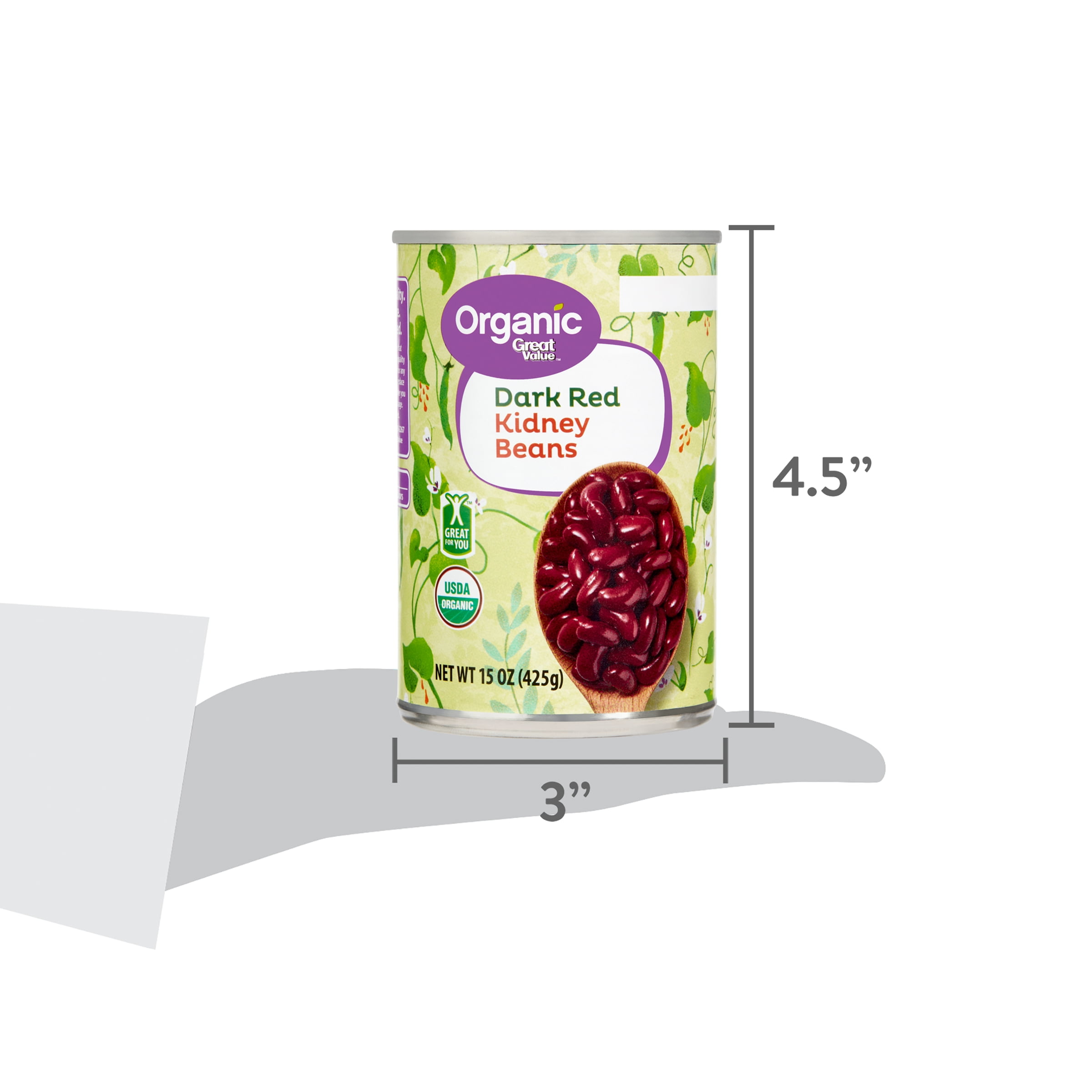Great Value Organic Dark Red Kidney Beans, 15 oz