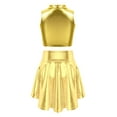 thumbnail image 2 of YIZYIF Big Girls Metallic Sleeveless Crop Top with Pleated Skirt Ballet Jazz Dance Costume, 2 of 7