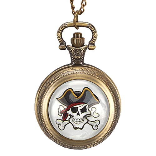 Pirate Skull Pocket Watch, Small Size Pocket Watches for Boys, Pocket Watches Gifts for Kids