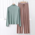 thumbnail image 2 of fatyb Lounge Outfits for Women Casual Mock Neck Tops Wide Leg Comfy Pants Womens Matching Pajama Sets, 2 of 3