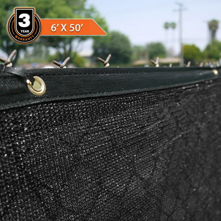 Clevr 6' x 50' Fence Wind Privacy Screen Mesh Commercial Cover with Grommets, Black |3 Year Limited (Best Plants For Privacy Fence)