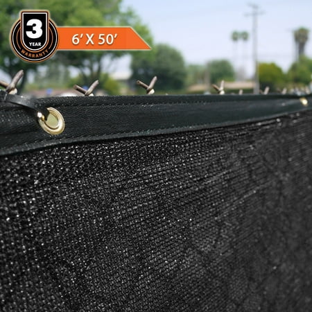 Clevr 6' x 50' Fence Wind Privacy Screen Mesh Commercial Cover with Grommets, Black |3 Year Limited (Best Fence Design For Wind)