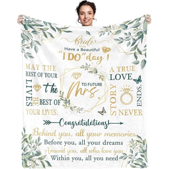 LHSHID Bride to Be Gifts Blanket Bridal Shower Gifts Engagement Gift Wedding Gifts Bachelorette Party Gifts Bridal Shower Decorations Future Mrs Throw Blanket 50x60in