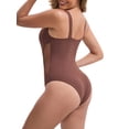 thumbnail image 3 of INSPIRE CHIC Mother's Day Women's Mesh Seamless Wide Straps Push Up Slimming Waist Bodysuits M Dark Brown, 3 of 5