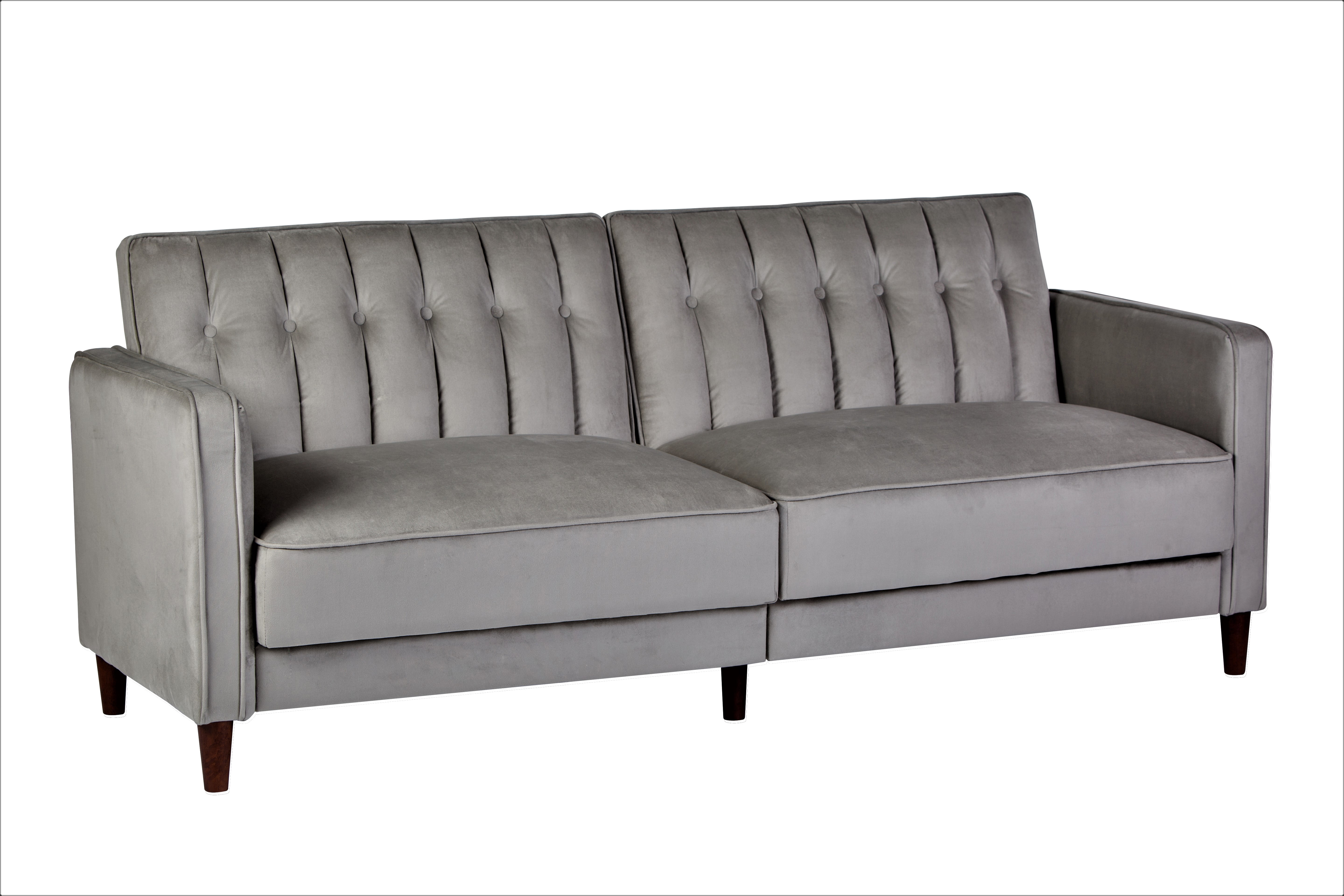Uspridefurniture Cornell 81'' Velvet Square Arm Sleeper, Gray