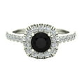 thumbnail image 4 of Black diamond Engagement Ring for Women Cushion Halo Diamond Ring 14K White Gold 0.75 Carat (F,VS1), 4 of 5