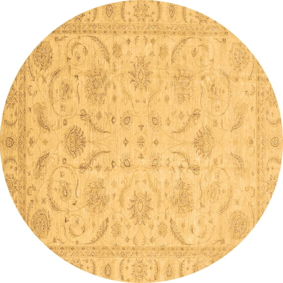 Ahgly Company Indoor Round Oriental Brown Traditional Area Rugs, 7' Round