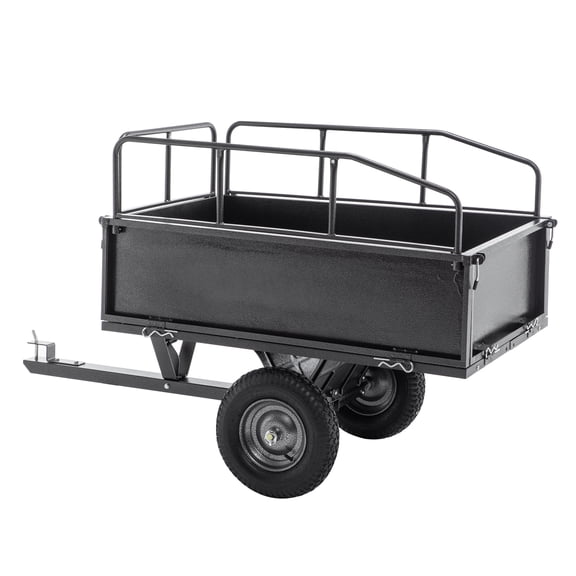 600LBS Heavy Duty Steel Dump Cart Trailer, 17 Cu.Ft. Tow Behind Hauling & Dumping Wagon for ATV, Lawn Tractor and Garden with 16" Tires