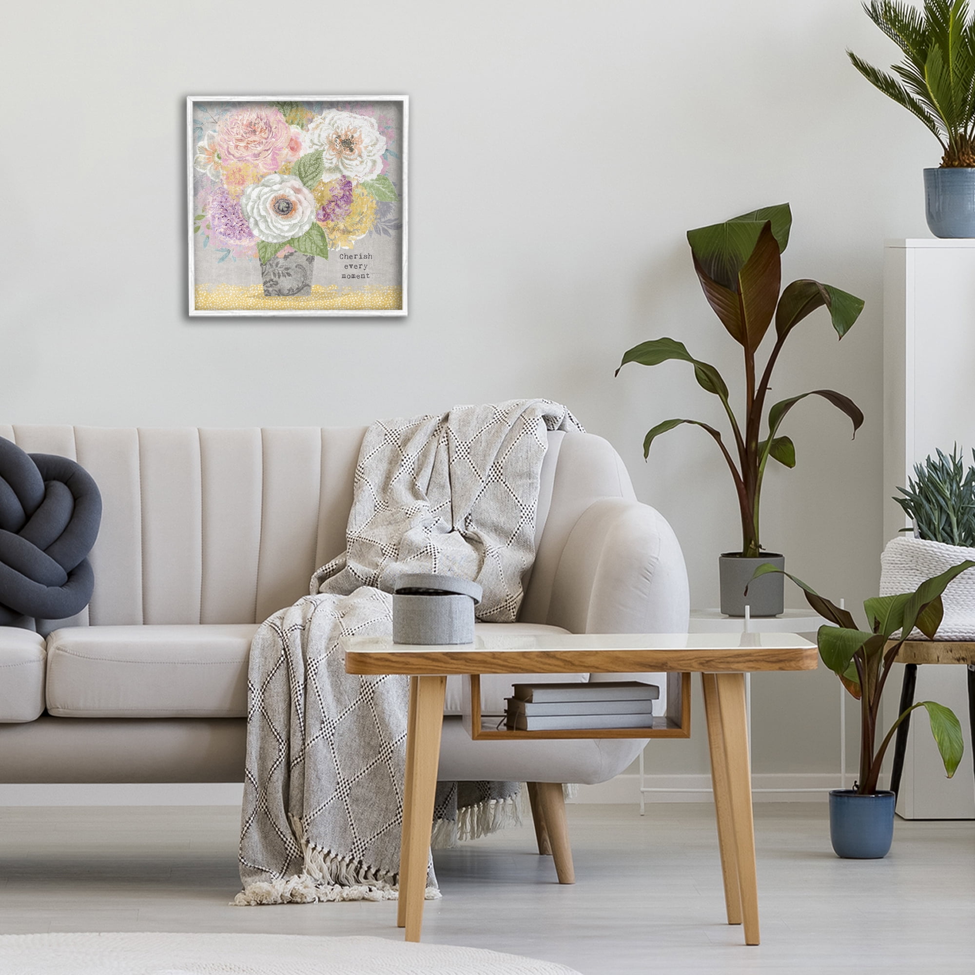 Stupell Industries Cherish Every Moment Inspiration White Framed Giclee Art, design by Suzanne Nicoll