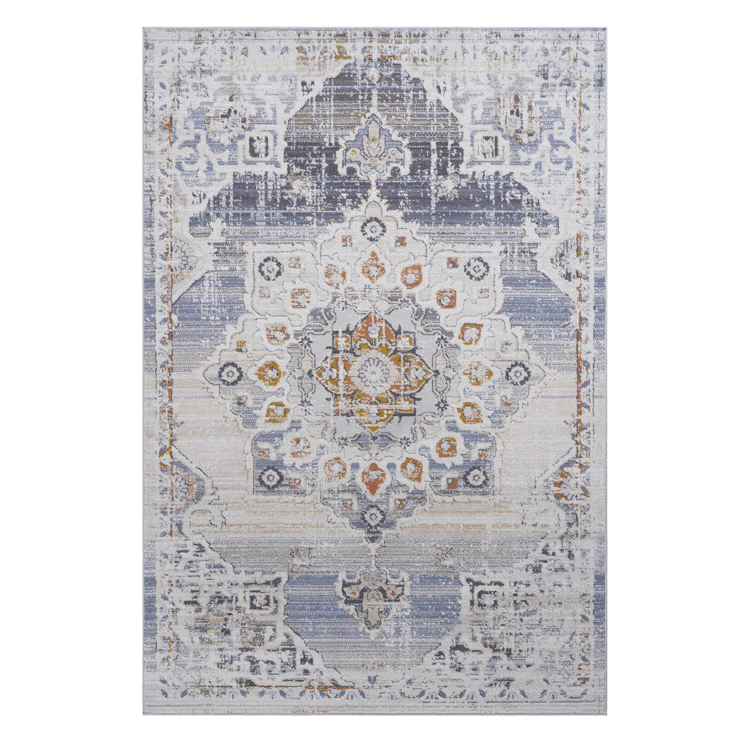 5x7 Cream Gold Medallion Area Rug Stain Resistant Non Shedding Soft Loop Pile Kid Pet Friendly Durable For Living Room Bedroom Dining Room Home Office
