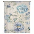 thumbnail image 2 of Blue Purple Peony Sheer Curtains 45 Inches Long, Vintage Floral Botanical Light Filering Curtains, Breathable Simi Curtain Privacy Drapes for Kitchen Bathroom Lightweight Small Window Treatment, 2 of 9
