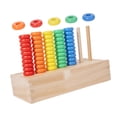 thumbnail image 1 of Juego circular de apilar anillos de madera para , ideal para el aprendizaje preescolar. Rompecabezas de clasificación de colores. Regalo, 1 of 9