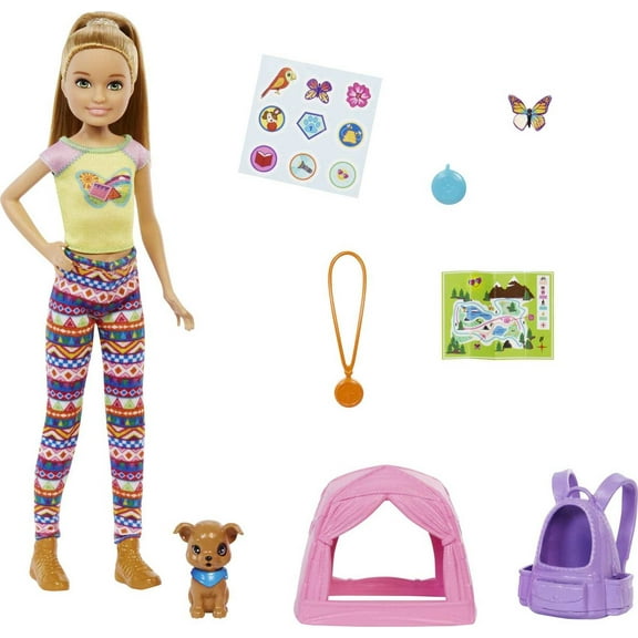 Barbie It Takes Two Stacie Camping Doll with Pet Puppy & Accessories, 3 to 7 Year Olds