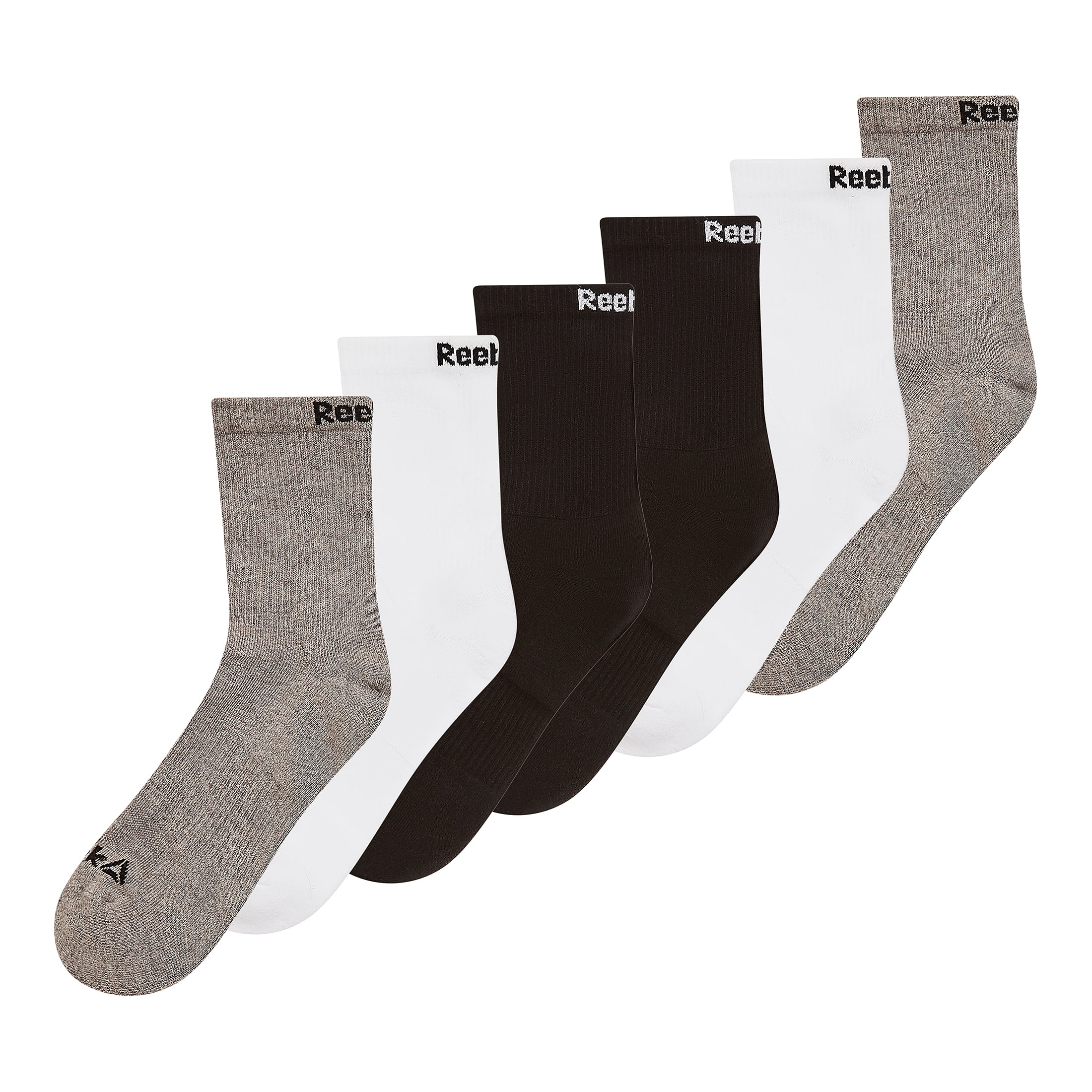 Reebok Men's Targeted Cushion Mid Crew Socks, 6-Pack