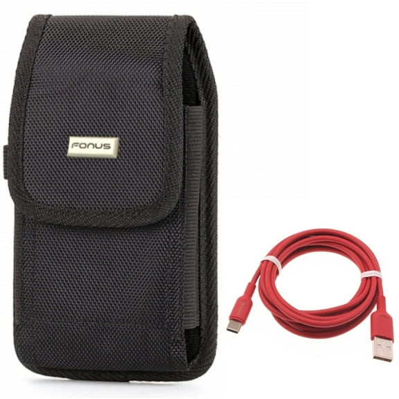 6ft USB-C Cable w Case Belt Clip for Samsung Galaxy S22 Ultra,S21,S21 Ultra,S21 Plus,Ultra S20 Plus,S20 Fan Edition,Fan FE 5G - Red Charger Cord Power, Swivel Holster Rugged