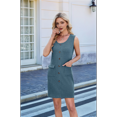 thumbnail image 7 of Parfaitlady Women'S 2025 Summer Sleeveless Mini Dress Crewneck Button Knit Solid Color Bodycon Party Short Dresses with Pockets  S, 7 of 7