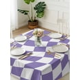 thumbnail image 3 of Purple White Checkered Suqare Tablecloth - 54 x 54 Inch, Modern Irregular Geometric Waterproof & StainResistant Tablecloth, Washable Oil-proof Table Cover for Dining/Party/Wedding/Camping/Buffet, 3 of 9