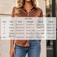 thumbnail image 4 of Button up Shirt Women Zaewscy Women's Satin Button Down Shirt Point Collar 3/4 Sleeve Elegant Casual Blouse Coffee XXL, 4 of 8