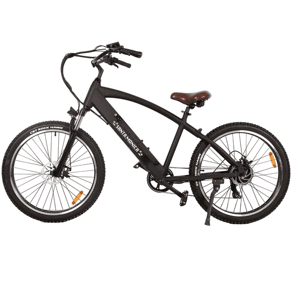 Nakto 26in SANTA MONICA Black City Electric Bicycle/Bike for Unisex Adults 750w Motor 48v 12Ah Li-Ion Frame Integrated Battery