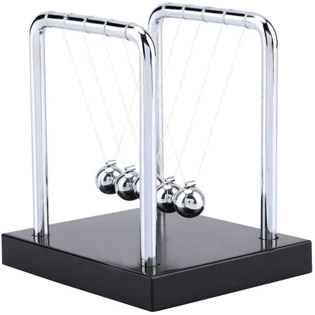 Péndulo de Newton, péndulo clásico para lanzamiento de peso, 5 bolas, decoración física para oficina y escritorio, péndulo de bola, plateado, 9 * 7,5 * 9,5 cm