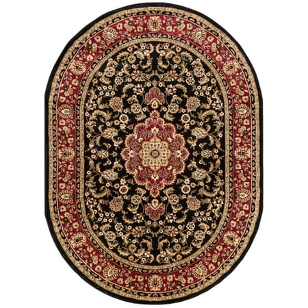 Bleach Oval Rug Well Woven Barclay Medallion Kashan Traditional Persian Black 6'7