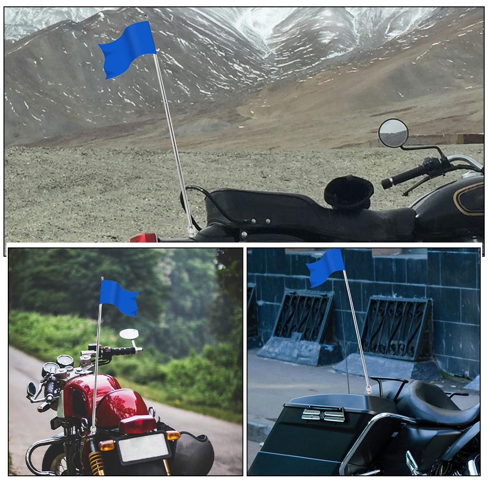 HOMEMAXS 2pcs Adjustable Height Steel Flag Pole For Bicycle Motorcycle Dirt Bike Telescopic Flagpole Kit Safety Flag Holder