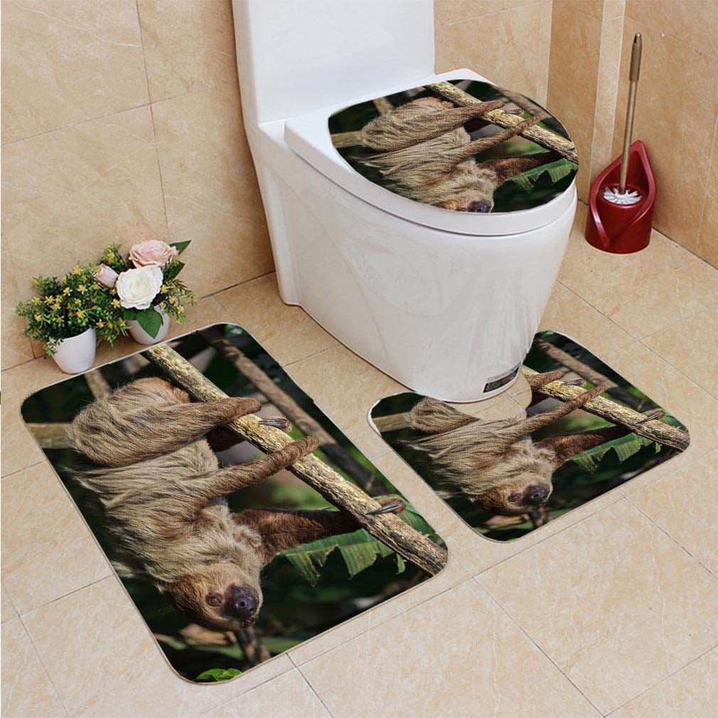 GOHAO Linnaeuss Two Toed Sloth 3 Piece Bathroom Rugs Set Bath Rug