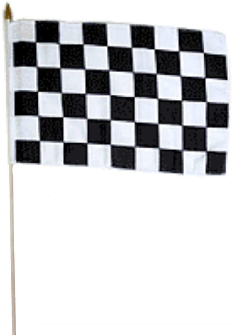 12x18 12"x18" Wholesale Lot of 6 Black Blue Checkered Stick Flag wood staff 