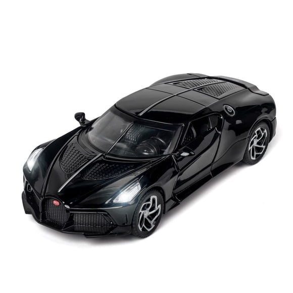Modelo de coche de aleación de coche negro 1:32 simulación de coche deportivo sonido y luz 5 puertas juguetes