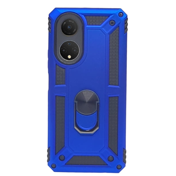 Funda Uso Rudo Con Anillo Magnético Para Honor X7 Azul Rey Más 2 Micas De Cristal