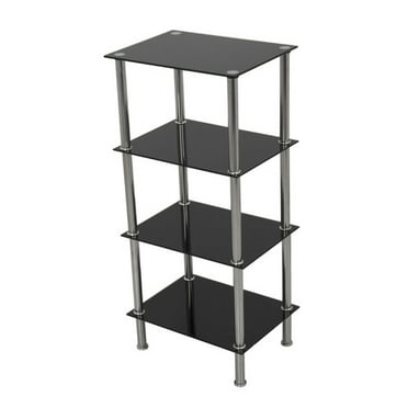 S25 A Tall Five Tier Shelving Unit With, 5 Tier Black Glass Shelving Unit