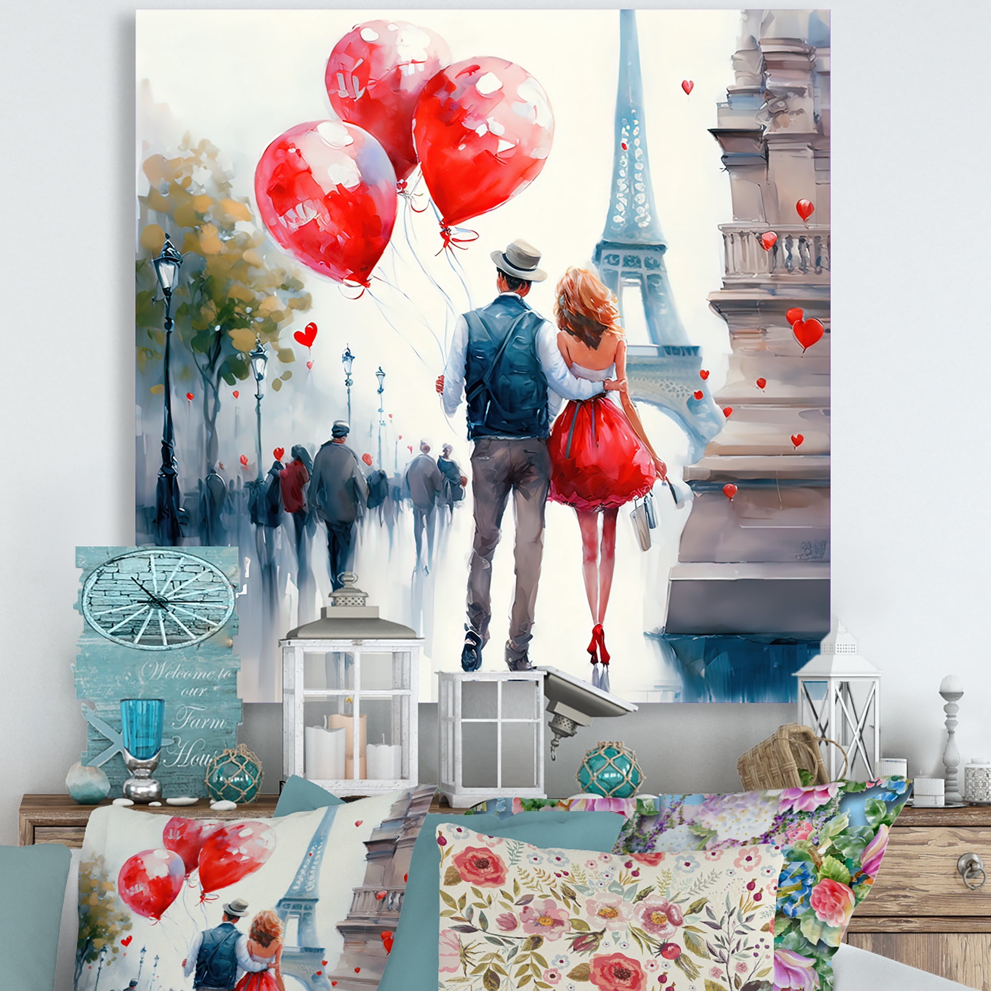 Designart Couples In Love In Paris IV Canvas Wall Art