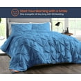 thumbnail image 2 of Oversized Palatial King Comforter Pinch Mediterranean Blue 300 GSM Plush Siliconized Microfiber Fill Duvet Insert Box Stiched Quilted Fluffy Soft 600 TC Egyptian Cotton Shell with Piping & Pillowcases, 2 of 8
