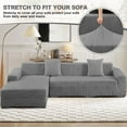 thumbnail image 4 of Super Thick Sectional Couch Covers L Shape Sofa Covers Stretch 2pcs Sofa Slipcovers for 3 Seater + 4 Seater Sectional Chaise Slipcover with 4pcs Pillow Covers for Pets, Grey Weave, 4 of 14