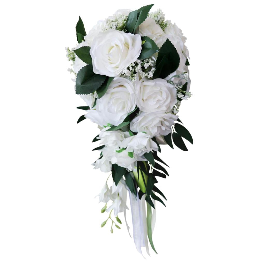 Wedding Bride Bridal Waterfall Artificial Hand Rose Flower ,