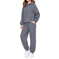 thumbnail image 4 of Piuwrlz Kids 2-Piece Hoodies Outfits Sets,Girls Cotton Sweatshirt Pants Fashion Set Dark Gray Size 13-14 Years, 4 of 9