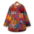 thumbnail image 4 of Chaqueta con capucha de lana para mujer Abrigo suelto con botones y bolsillos con estampado vintage Tomshoo 5X-grande, 4 of 7