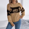 thumbnail image 2 of Suéter de calabaza de Halloween para mujer, jersey de manga larga de punto gris, jersey informal para vacaciones de otoño, cómodo y elegante, 2 of 6