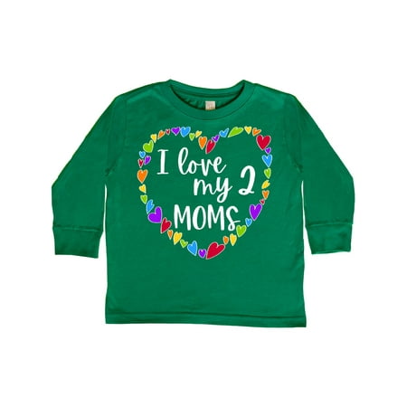 

Inktastic I Love my Two Moms- Pride Rainbow Hearts Gift Toddler Boy or Toddler Girl Long Sleeve T-Shirt