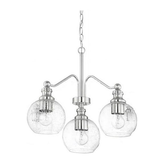 Sunset Oriana 3 Light Chandelier Seeded Glass Bright Satin Nickel F29003-80