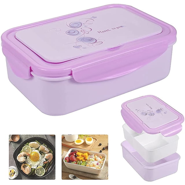 Fiambrera Ensalada, Fiambrera Infantil 1400 Ml, Fiambrera Infantil Adulto, 3 Compartimentos, Fiambrera Infantil Con
